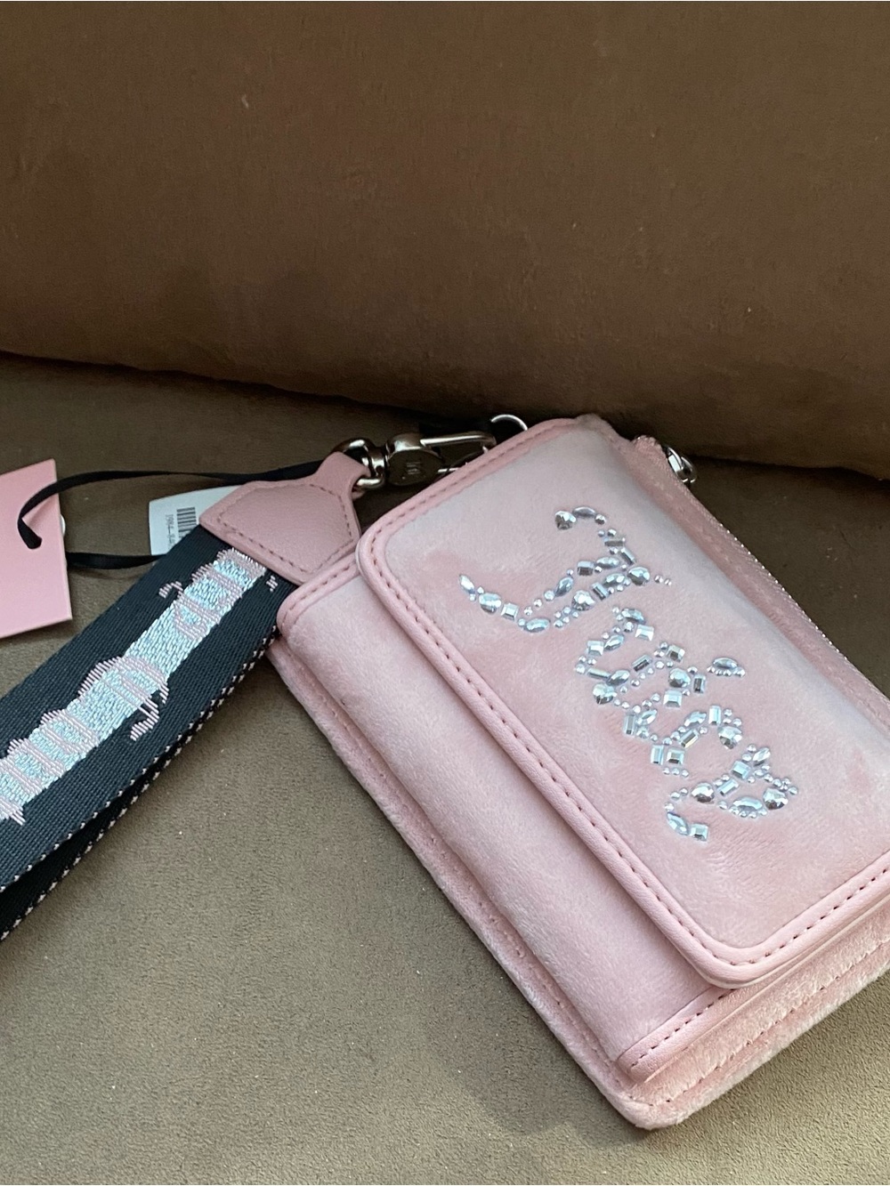 Juicy Couture Pink Crystal Script Wristlet Card Case